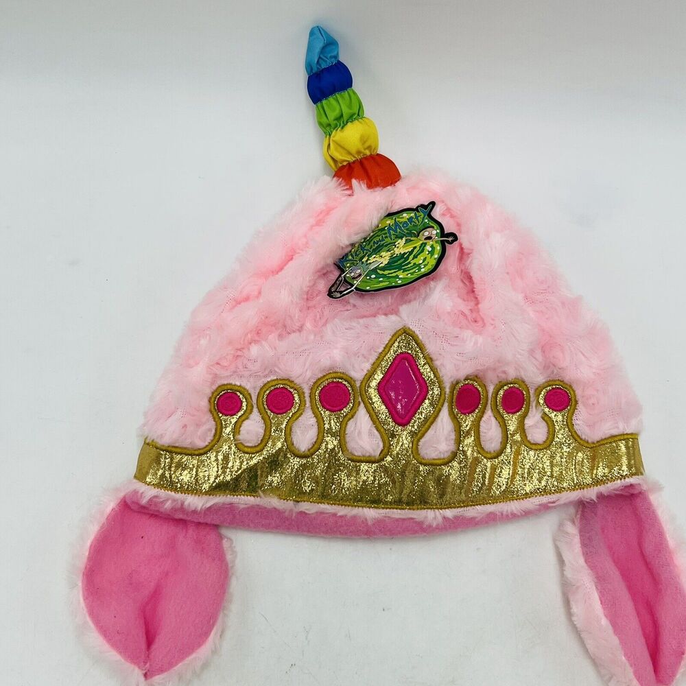 Rick and Morty Tinkles Rainbow Unicorn Hat Adult Swim Pink Furry New